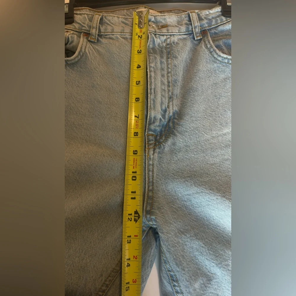 Zara The 90’s Full Length High Rise Raw Hem Frayed Blue Jeans Size 8 - Picture 5 of 7